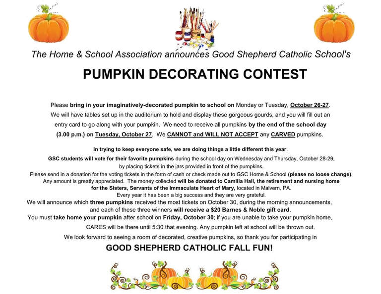Pumpkin Decorating Contest - GOOD SHEPHERD CATHOLIC SCHOOL